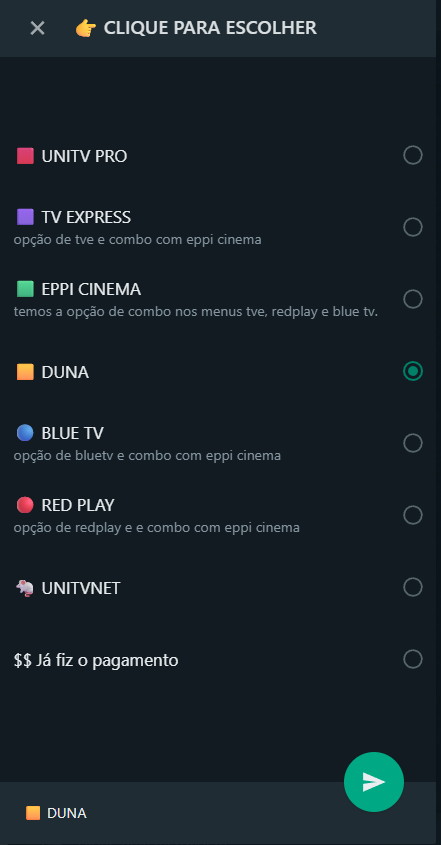 recarga DunaTV pelo whatsapp 2